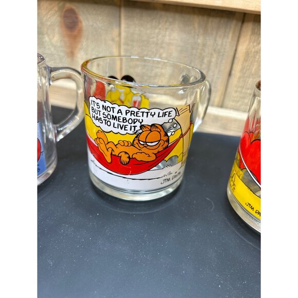 Vintage McDonalds 1978 Garfield Comic Glass Mugs Set - Picture 4 of 10